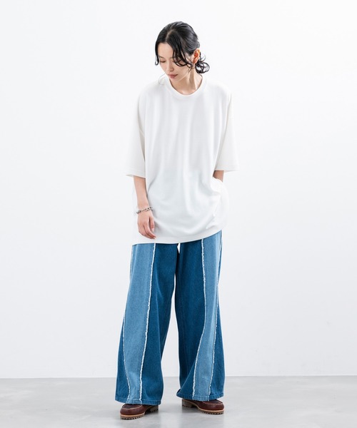 JUNRED(ジュンレッド)の「【 追加生産 】バイカラーフリンジスーパーワイドデニム(デニムパンツ・メンズ・ブラック/ネイビー・L/M/S)」の7枚目の写真