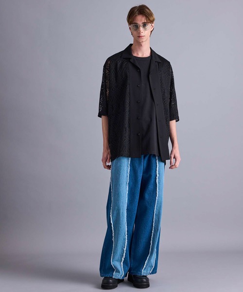 JUNRED(ジュンレッド)の「【 追加生産 】バイカラーフリンジスーパーワイドデニム(デニムパンツ・メンズ・ブラック/ネイビー・L/M/S)」の16枚目の写真