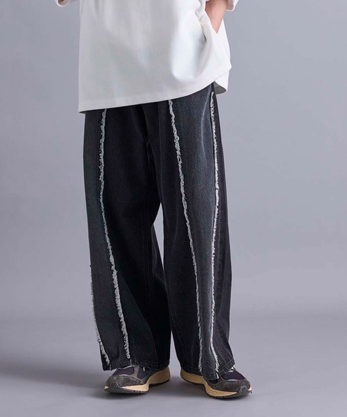 JUNRED(ジュンレッド)の「【 追加生産 】バイカラーフリンジスーパーワイドデニム(デニムパンツ・メンズ・ブラック/ネイビー・L/M/S)」の14枚目の写真