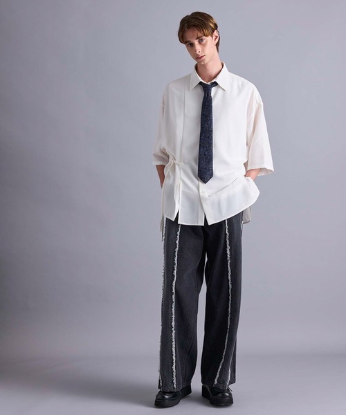 JUNRED(ジュンレッド)の「【 追加生産 】バイカラーフリンジスーパーワイドデニム(デニムパンツ・メンズ・ブラック/ネイビー・L/M/S)」の21枚目の写真