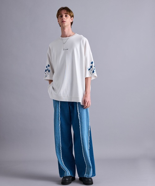 JUNRED(ジュンレッド)の「【 追加生産 】バイカラーフリンジスーパーワイドデニム(デニムパンツ・メンズ・ブラック/ネイビー・L/M/S)」の17枚目の写真