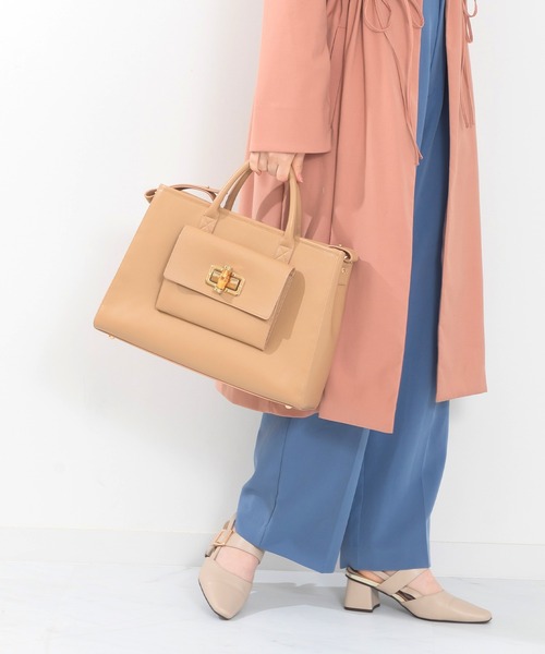 ACCOMMODE(アコモデ)の「バンブーファンクションバッグ(ハンドバッグ・レディース・ライトグリーン/グレイッシュベージュ/ライトブルー・FREE)」の2枚目の写真
