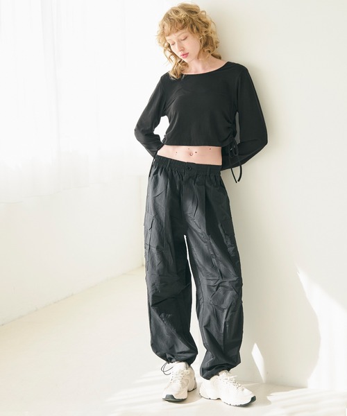 coca(coca)(コカ)の「とろみサイドシャーリングリボンカットソー(Tシャツ/カットソー・レディース・ブラック/ホワイト・L/M)」の12枚目の写真