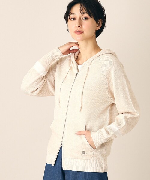 【セール】【ユニセックス・洗える】リネン混ニットパーカ（パーカー）｜Dessin（デッサン）
