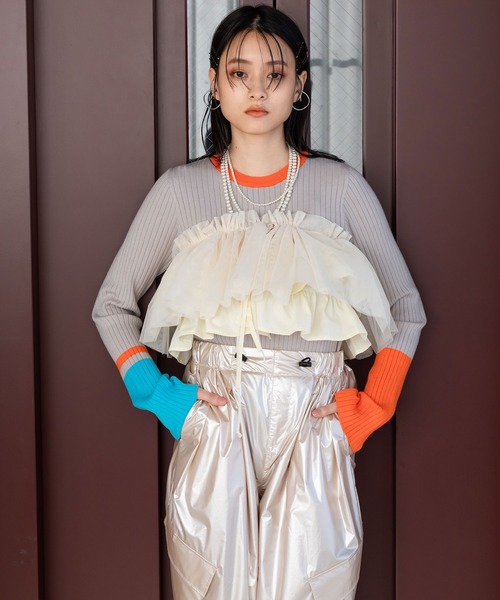 bohmal（ボマール）の「マルチウェイギャザー付け襟（付け襟・レディース・アイボリー/チャコールグレー・FREE）」の16枚目の写真