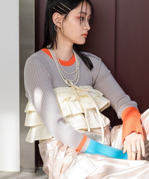 bohmal（ボマール）の「マルチウェイギャザー付け襟（付け襟・レディース・アイボリー/チャコールグレー・FREE）」の15枚目の写真