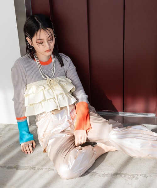 bohmal（ボマール）の「マルチウェイギャザー付け襟（付け襟・レディース・アイボリー/チャコールグレー・FREE）」の14枚目の写真