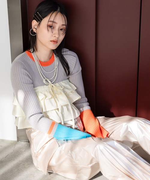 bohmal（ボマール）の「マルチウェイギャザー付け襟（付け襟・レディース・アイボリー/チャコールグレー・FREE）」の12枚目の写真