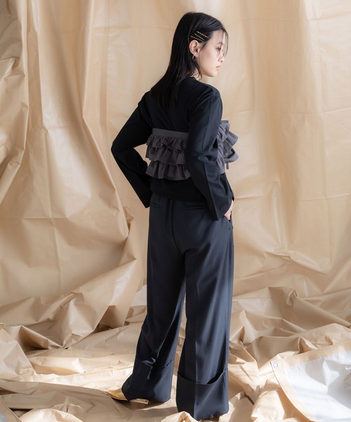 bohmal（ボマール）の「マルチウェイギャザー付け襟（付け襟・レディース・アイボリー/チャコールグレー・FREE）」の9枚目の写真