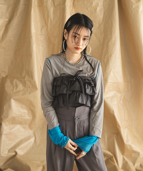 bohmal（ボマール）の「マルチウェイギャザー付け襟（付け襟・レディース・アイボリー/チャコールグレー・FREE）」の7枚目の写真