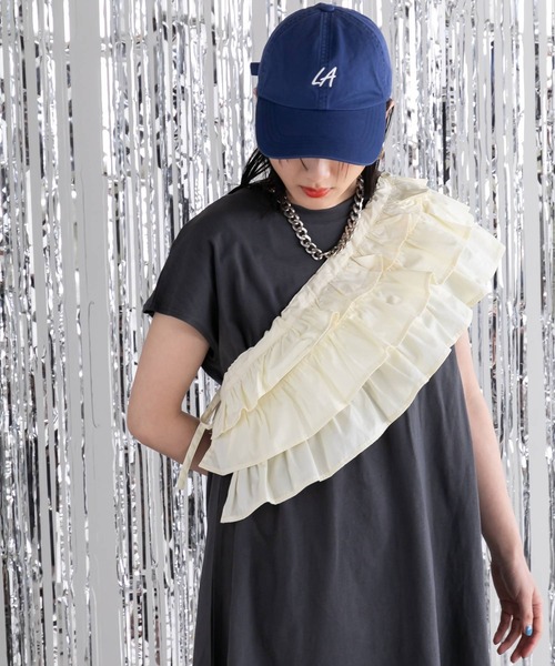 bohmal（ボマール）の「マルチウェイギャザー付け襟（付け襟・レディース・アイボリー/チャコールグレー・FREE）」の19枚目の写真