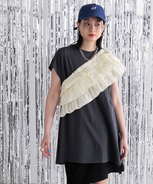 bohmal（ボマール）の「マルチウェイギャザー付け襟（付け襟・レディース・アイボリー/チャコールグレー・FREE）」の20枚目の写真