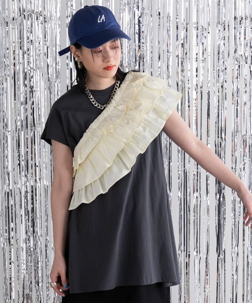 bohmal（ボマール）の「マルチウェイギャザー付け襟（付け襟・レディース・アイボリー/チャコールグレー・FREE）」の21枚目の写真