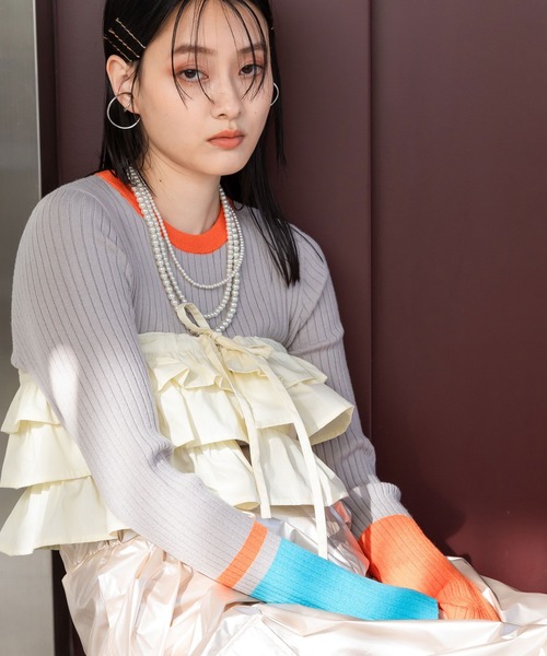 bohmal（ボマール）の「マルチウェイギャザー付け襟（付け襟・レディース・アイボリー/チャコールグレー・FREE）」の17枚目の写真