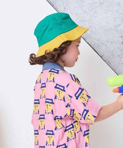 BIG FIELD(ビッグフィールド)の「バイカラーバケットハット(kids/52-54cm,56-58cm)(ハット・キッズ・ベージュ/グリーン/ブラック・52/56)」の12枚目の写真