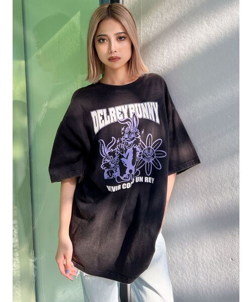 GYDA（ジェイダ）の「DELREY BUNNY BIGTシャツ（Tシャツ/カットソー・レディース・ピンク/オフホワイト/ネイビー/ブラック・FREE）」の3枚目の写真
