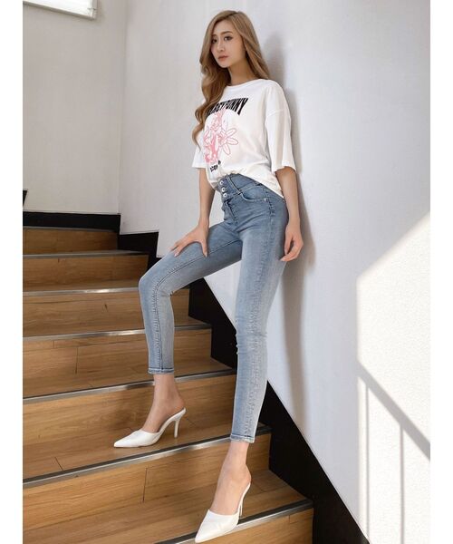 GYDA（ジェイダ）の「DELREY BUNNY BIGTシャツ（Tシャツ/カットソー・レディース・ピンク/オフホワイト/ネイビー/ブラック・FREE）」の9枚目の写真