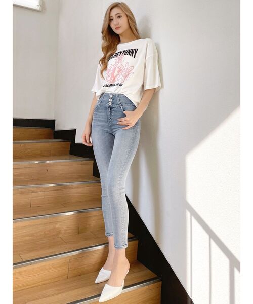 GYDA（ジェイダ）の「DELREY BUNNY BIGTシャツ（Tシャツ/カットソー・レディース・ピンク/オフホワイト/ネイビー/ブラック・FREE）」の10枚目の写真