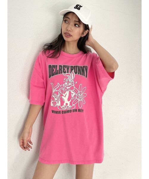 GYDA（ジェイダ）の「DELREY BUNNY BIGTシャツ（Tシャツ/カットソー・レディース・ピンク/オフホワイト/ネイビー/ブラック・FREE）」の12枚目の写真
