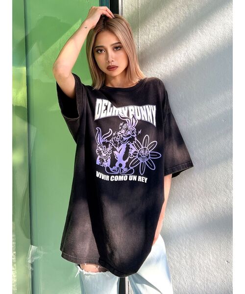 GYDA（ジェイダ）の「DELREY BUNNY BIGTシャツ（Tシャツ/カットソー・レディース・ピンク/オフホワイト/ネイビー/ブラック・FREE）」の18枚目の写真