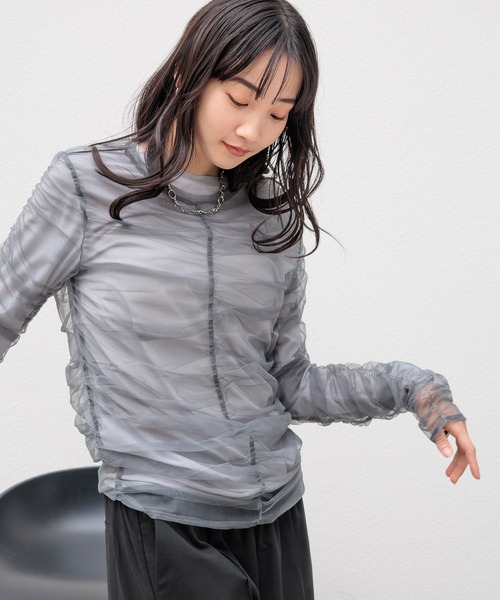 LOWRYS FARM(ローリーズファーム)の「【セットアイテム】2PシャーリングLS 103918(シャツ/ブラウス・レディース・グレー/アイボリー/ピンク・FREE)」の3枚目の写真