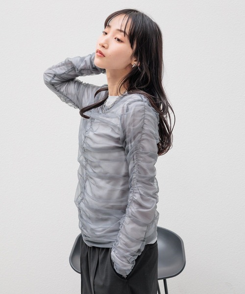 LOWRYS FARM(ローリーズファーム)の「【セットアイテム】2PシャーリングLS 103918(シャツ/ブラウス・レディース・グレー/アイボリー/ピンク・FREE)」の9枚目の写真