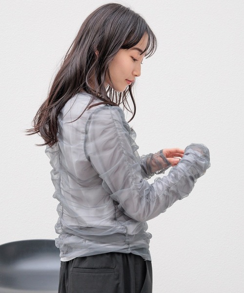 LOWRYS FARM(ローリーズファーム)の「【セットアイテム】2PシャーリングLS 103918(シャツ/ブラウス・レディース・グレー/アイボリー/ピンク・FREE)」の7枚目の写真