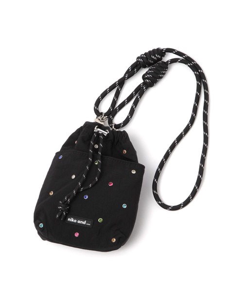 niko and...(ニコアンド)の「オリジナルビジュー巾着ショルダーバッグ(ショルダーバッグ・レディース・ピンク/ブラック/アイボリー/シルバー/チャコール/イエロー・0)」の3枚目の写真