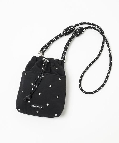 niko and...(ニコアンド)の「オリジナルビジュー巾着ショルダーバッグ(ショルダーバッグ・レディース・ピンク/ブラック/アイボリー/シルバー/チャコール/イエロー・0)」の15枚目の写真