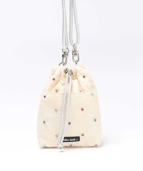 niko and...(ニコアンド)の「オリジナルビジュー巾着ショルダーバッグ(ショルダーバッグ・レディース・ピンク/ブラック/アイボリー/シルバー/チャコール/イエロー・0)」の20枚目の写真
