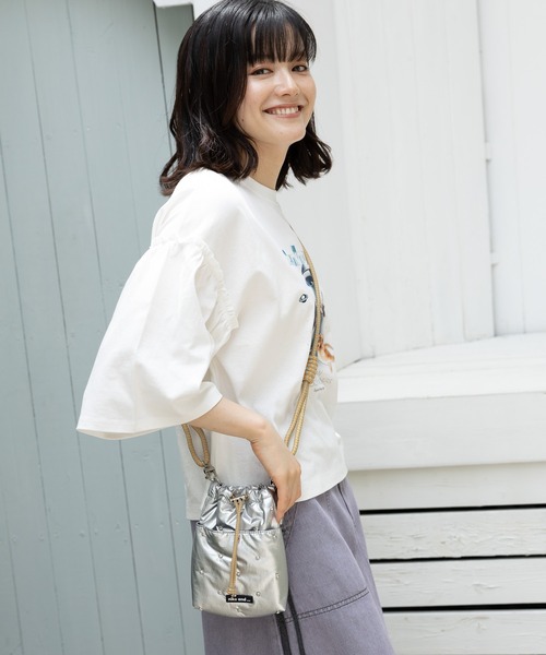 niko and...(ニコアンド)の「オリジナルビジュー巾着ショルダーバッグ(ショルダーバッグ・レディース・ピンク/ブラック/アイボリー/シルバー/チャコール/イエロー・0)」の10枚目の写真