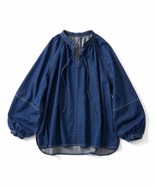 IEDIT（イディット）の「ＩＥＤＩＴ　フェミニンな印象で着られる軽やかデニムブラウス（シャツ/ブラウス・レディース・ダークインディゴブルー/ライトインディゴブルー/チャコールグレー・LARGE/X-LARGE/XX-LARGE/MEDIUM/SMALL/XXX-LARGE）」の6枚目の写真