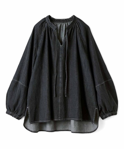 IEDIT（イディット）の「ＩＥＤＩＴ　フェミニンな印象で着られる軽やかデニムブラウス（シャツ/ブラウス・レディース・ダークインディゴブルー/ライトインディゴブルー/チャコールグレー・LARGE/X-LARGE/XX-LARGE/MEDIUM/SMALL/XXX-LARGE）」の10枚目の写真
