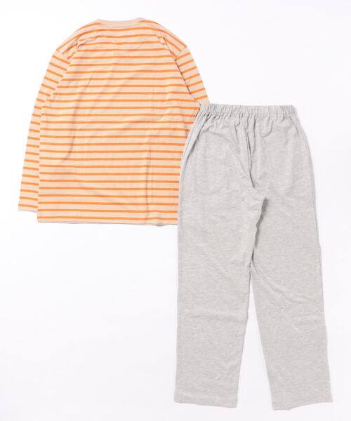 COMME CI COMME CA（コムシコムサ）の「COMME CI COMME CA/コムシコムサ　ルームウェア 長袖長パンツ 天竺ボーダー（ルームウェア/パジャマ・レディース・オレンジ/チャコールグレー・MEDIUM/LARGE/X-LARGE）」の3枚目の写真