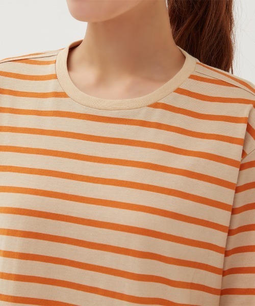 COMME CI COMME CA（コムシコムサ）の「COMME CI COMME CA/コムシコムサ　ルームウェア 長袖長パンツ 天竺ボーダー（ルームウェア/パジャマ・レディース・オレンジ/チャコールグレー・MEDIUM/LARGE/X-LARGE）」の6枚目の写真