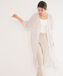 【選べる着丈】シアーシャツワンピース