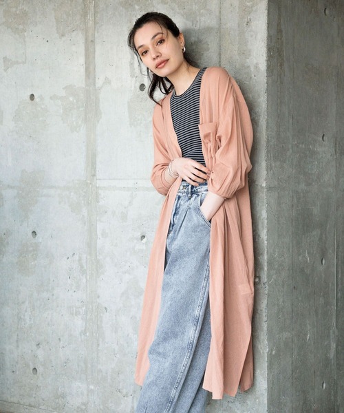 BAYFLOW（ベイフロー）の「【選べる着丈】シアーシャツワンピース（ワンピース・レディース・グレー/ブルー/ピンク/モカ/ピンク系/ネイビー系・X-SMALL/SMALL/MEDIUM）」の6枚目の写真