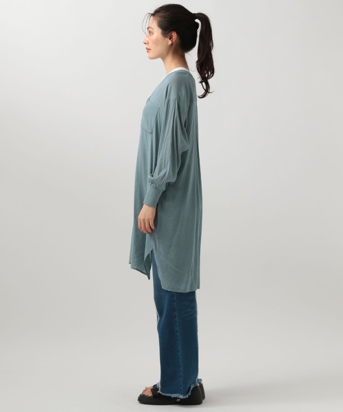 BAYFLOW（ベイフロー）の「【選べる着丈】シアーシャツワンピース（ワンピース・レディース・グレー/ブルー/ピンク/モカ/ピンク系/ネイビー系・X-SMALL/SMALL/MEDIUM）」の15枚目の写真