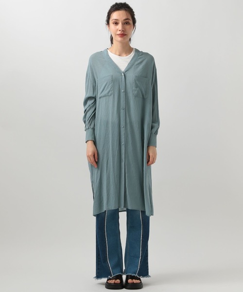 BAYFLOW（ベイフロー）の「【選べる着丈】シアーシャツワンピース（ワンピース・レディース・グレー/ブルー/ピンク/モカ/ピンク系/ネイビー系・X-SMALL/SMALL/MEDIUM）」の17枚目の写真