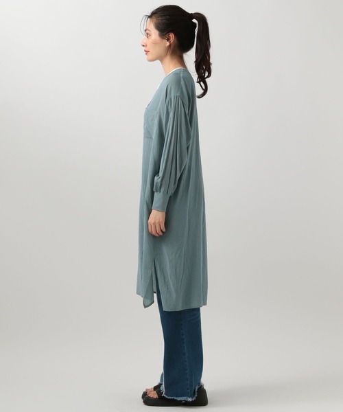 BAYFLOW（ベイフロー）の「【選べる着丈】シアーシャツワンピース（ワンピース・レディース・グレー/ブルー/ピンク/モカ/ピンク系/ネイビー系・X-SMALL/SMALL/MEDIUM）」の18枚目の写真