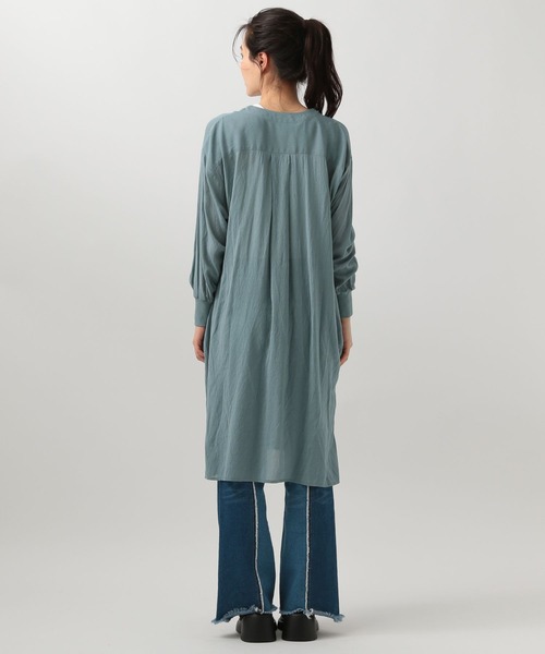 BAYFLOW（ベイフロー）の「【選べる着丈】シアーシャツワンピース（ワンピース・レディース・グレー/ブルー/ピンク/モカ/ピンク系/ネイビー系・X-SMALL/SMALL/MEDIUM）」の19枚目の写真