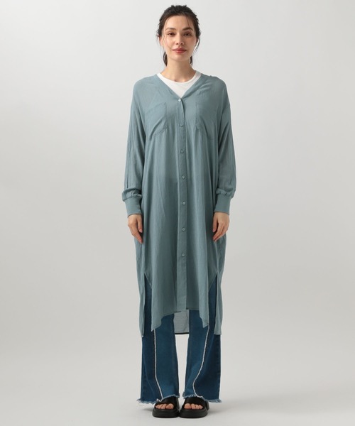 BAYFLOW（ベイフロー）の「【選べる着丈】シアーシャツワンピース（ワンピース・レディース・グレー/ブルー/ピンク/モカ/ピンク系/ネイビー系・X-SMALL/SMALL/MEDIUM）」の20枚目の写真