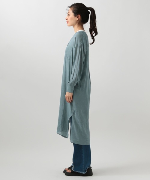 BAYFLOW（ベイフロー）の「【選べる着丈】シアーシャツワンピース（ワンピース・レディース・グレー/ブルー/ピンク/モカ/ピンク系/ネイビー系・X-SMALL/SMALL/MEDIUM）」の21枚目の写真