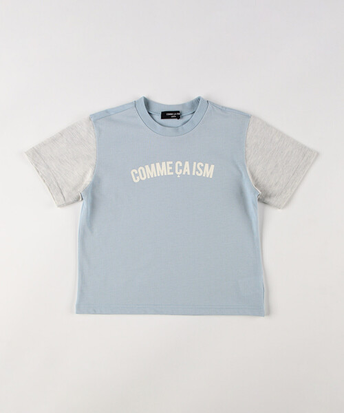 COMME CA ISM(コムサイズム)の「半袖ロゴTシャツ(Tシャツ/カットソー・キッズ・グレイッシュベージュ/サックスブルー/ブラック/ピンク/オートミール・110cm/100cm/150cm/140cm/130cm/120cm)」の1枚目の写真