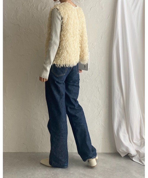 【ジュンコキトウ】デニムジャージー素材フレンチ袖ベストby.ミラショーン Miqil Women's Sleeveless Denim Vest Y2k Vintage Button Down