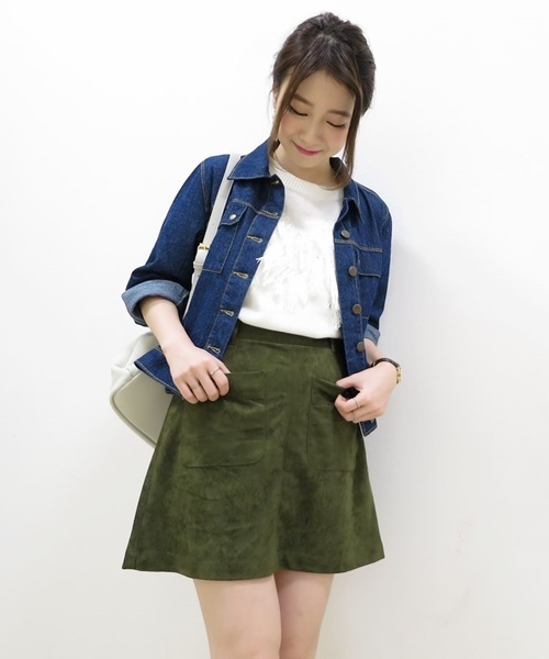 Chico（チコ）の「スエードボックススカート（スカート・レディース・ブラック/キャメル/カーキ・FREE）」の7枚目の写真