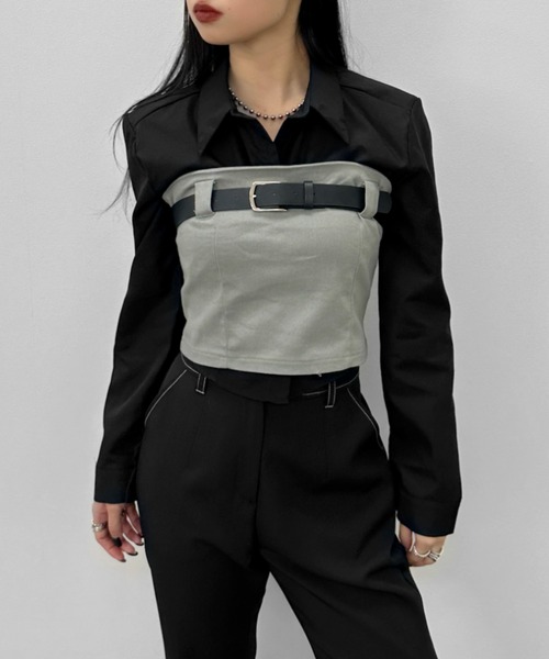 LVEU.（ラブユ.）の「【LVEU.】ベルトデザインベアトップ / トップス