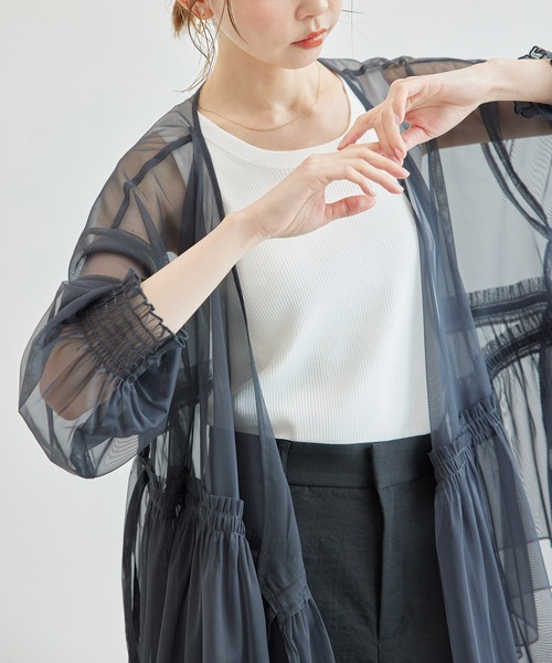 ROPE' PICNIC(ロペピクニック)の「チュールカシュクールカーディガン(カーディガン/ボレロ・レディース・チャコールグレー/キナリ・38)」の2枚目の写真