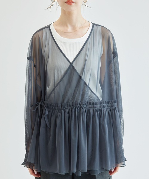 ROPE' PICNIC(ロペピクニック)の「チュールカシュクールカーディガン(カーディガン/ボレロ・レディース・チャコールグレー/キナリ・38)」の11枚目の写真