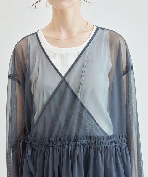 ROPE' PICNIC(ロペピクニック)の「チュールカシュクールカーディガン(カーディガン/ボレロ・レディース・チャコールグレー/キナリ・38)」の14枚目の写真